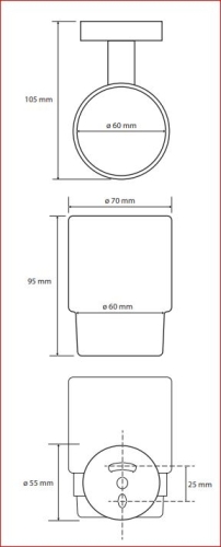 Sapho BEMETA HEMATIT fali fogkefetartó, 70x95x105mm (159110012)