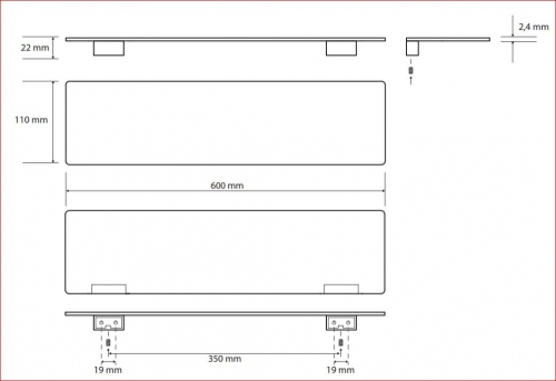 Sapho BEMETA ORGANIC fali fémpolc, 600x22x110mm, króm 157102381