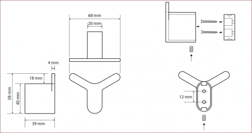 Sapho BEMETA ORGANIC fali duplafogas, 68x58x39mm, króm 157106211