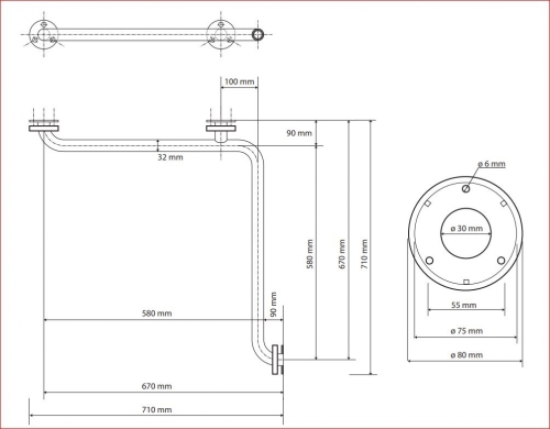 Sapho BEMETA HELP Zuhany kapaszkodó, takaróval, 710x710mm, fehér 301102033