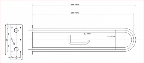 Sapho BEMETA HELP Kapaszkodó, U-típus, WC papírtartóval, 850mm, fehér 301907324