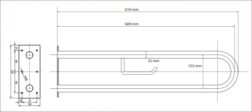 Sapho BEMETA HELP Kapaszkodó, U-típus, WC papírtartóval, 600mm, polírozott 301907271