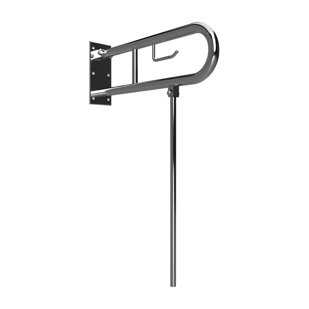 Sapho BEMETA HELP Felhajtható kapaszkodó, U-típus, WC papírtartóval, támasztékkal, 600mm, polírozott 301102271N