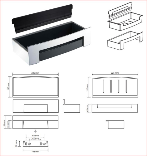 Sapho BEMETA CYTRO Szappantartó vízlehúzó szilikon betéttel, ABS tálcával, 225x63x115mm, polírozott 102208302