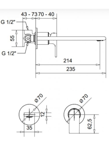 Bugnatese Simple fali mosdócsaptelep 21 cm kifolyóval klikk-klakk leeresztővel, fényes fekete/króm 6646SCCNL