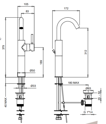 Bugnatese Kobuk magasított mosdócsaptelep leeresztővel, matt fehér 2221OP