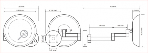 Sapho BEMETA KOZM.TÜKRÖK Kozmetikai tükör, 2x LED világítással, 200x200x430mm, átm:200mm (116101802)