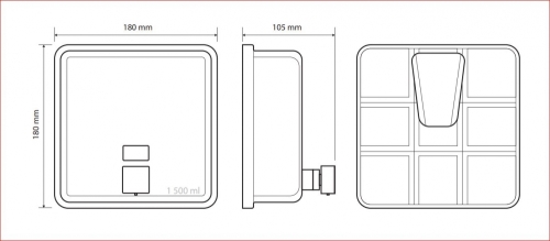 Sapho BEMETA HOTEL Szappanadagoló, 180x180x105mm, 1500ml, inox (105109205)