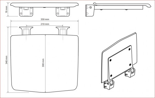 Sapho BEMETA ZUHANY Zuhany ülőke, 350x70x340mm, inox/polírozott 203125074