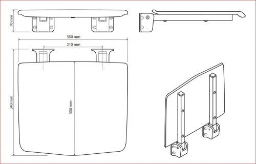 Sapho BEMETA ZUHANY Zuhany ülőke, 350x70x340mm, inox/polírozott 203125064