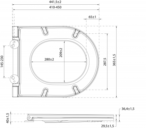 Sapho ISVEA INFINITY SLIM WC-ülőke, soft close, antracit 40KF0522I-S