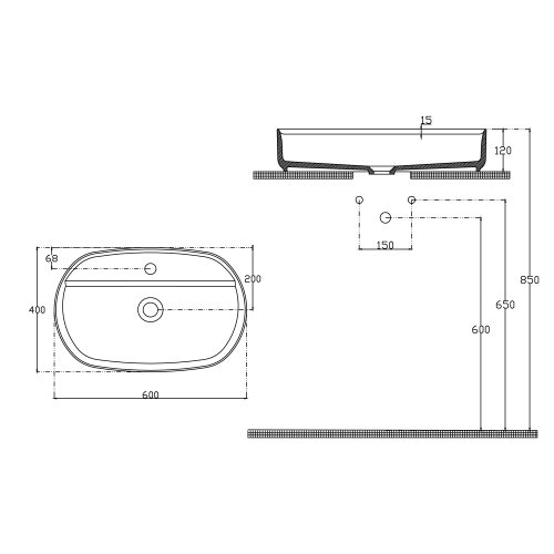 Sapho INFINITY OVAL kerámiamosdó, 60x40cm, gesztenyevörös 10NF65060-2R