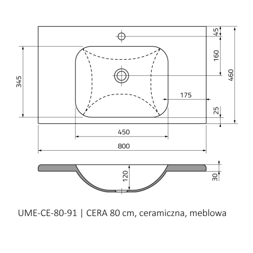 Roltechnik CERA 80x46 cm mosdó UME-CE-80-91