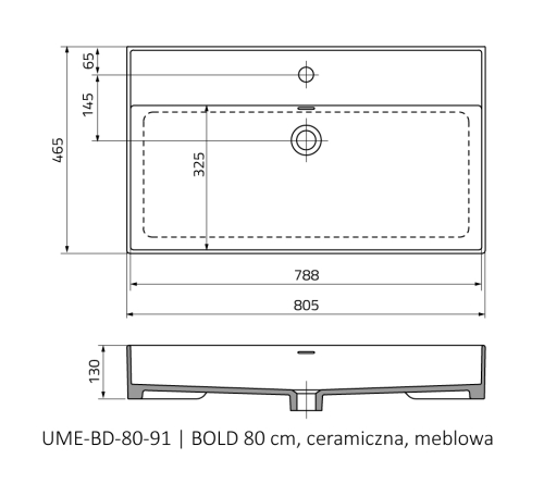 Roltechnik BOLD 80x46 cm mosdó UME-BD-80-91