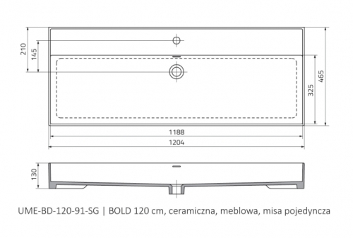 Roltechnik BOLD 120x46,5 cm mosdó UME-BD-120-91-C