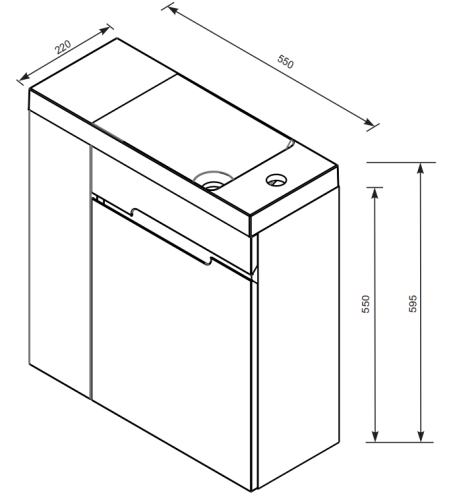 Roltechnik Silver 55 kézmosó szekrénnyel, balos OR33-ZD2D-55-1-L