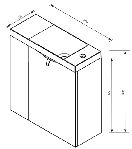 Roltechnik Siena 55 kézmosó szekrénnyel, balos OR45-ZD2D-55-1-L