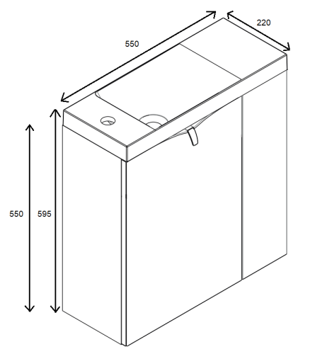 Roltechnik Siena 55 kézmosó szekrénnyel, jobbos OR45-ZD2D-55-1-P