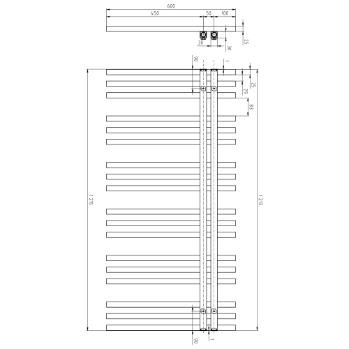 Sapho SOPHINA fürdőszobai radiátor, 600x1215mm, matt fehér IR701W