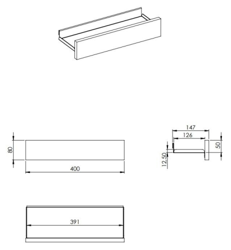 AREZZO design univerzális polc 40 cm, magasfényű antracit AR-168450