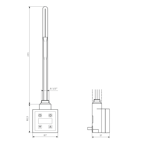 Sapho KTX Elektromos termosztátos fűtőpatron, 200W, matt fekete KTX-B-200