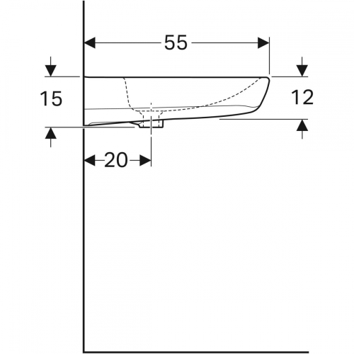 Geberit Selnova Comfort akadálymentes mosdó, 55x15x55cm, túlfolyó nélkül 500.187.01.7