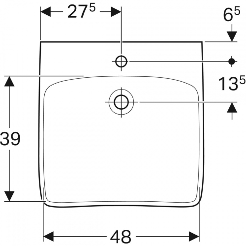 Geberit Selnova Comfort akadálymentes mosdó, 55x15x55cm, túlfolyó nélkül 500.187.01.7