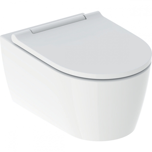 Geberit ONE fali WC-csésze, TurboFlush, WC-ülőkével, mélyöblítésű, 54cm, matt fehér/fényes króm, KeraTect® 500.202.JT.1
