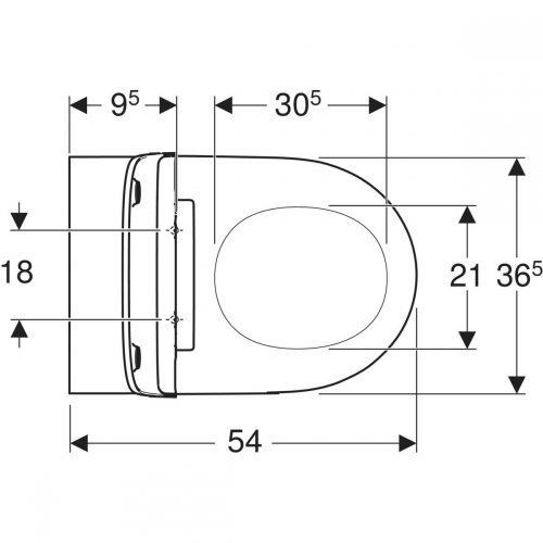 Geberit ONE fali WC-csésze, TurboFlush, WC-ülőkével, mélyöblítésű, 54cm, matt fehér/fényes króm, KeraTect® 500.202.JT.1