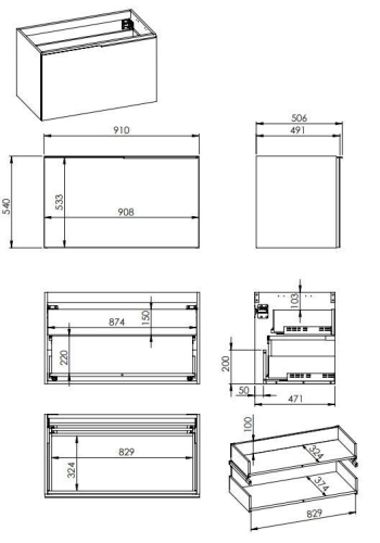 AREZZO design Malibu alsószekrény 90 1 fiók + 1 fiók , matt fehér AR-168381