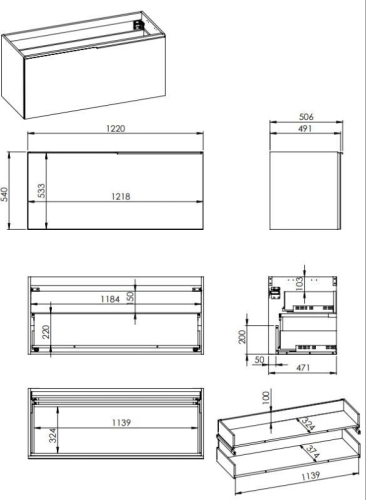 AREZZO design Malibu alsószekrény 120 1 fiók + 1 fiók , matt fehér AR-168382