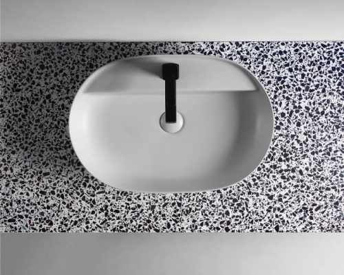 AREZZO design TERRAZZO márványpult 60x46x2 cm fekete matt AR-168812