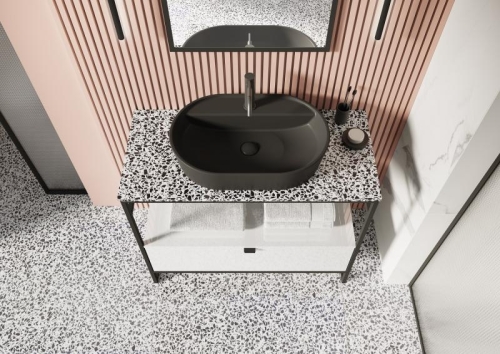 AREZZO design TERRAZZO márványpult 60x46x2 cm fekete matt AR-168812