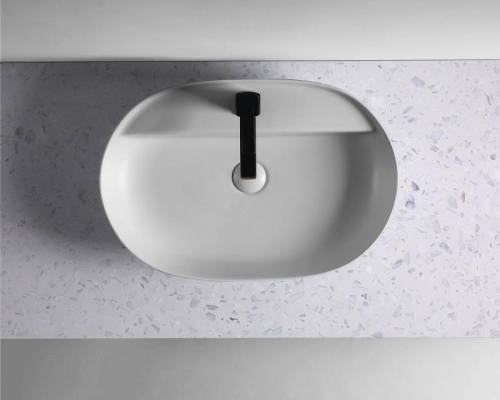 AREZZO design TERRAZZO márvány mosdópult 80x46x2 cm fehér matt AR-168539