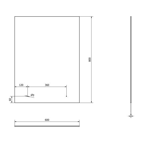 Sapho AQUALINE Tükör furattal, üvegpolccal, 60x80cm (22430-01)