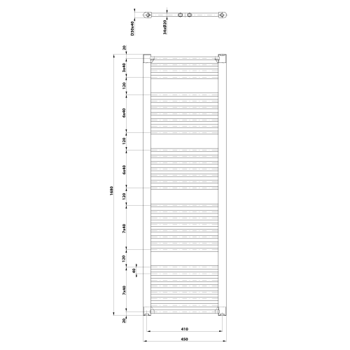 Sapho AQUALINE DIRECT 450x1680mm egyenes fürdőszobai radiátor, fehér ILR64T