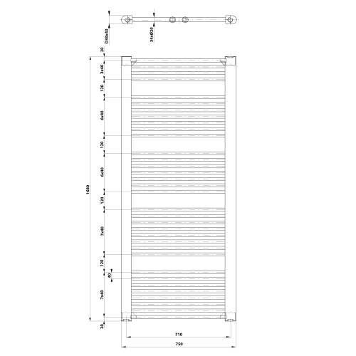 Sapho AQUALINE DIRECT 750x1680mm egyenes fürdőszobai radiátor, fehér ILR67T