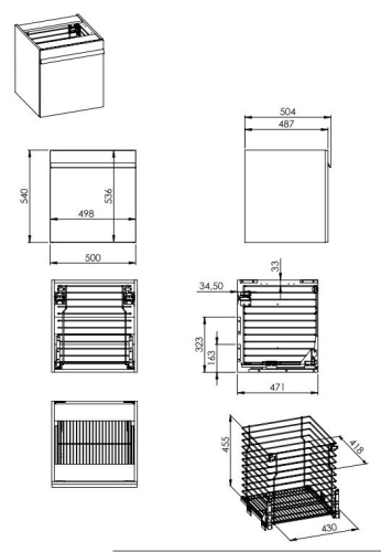 AREZZO design NEVADA 50 cm-es oldalszekrény szennyeskosárral, magasfényű fehér AR-167726