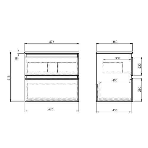 Sapho AQUALINE ALTAIR mosdótartó szekrény pulttal és mosdóval, 67,6cm, fehér/emporio tölgy AI270-01