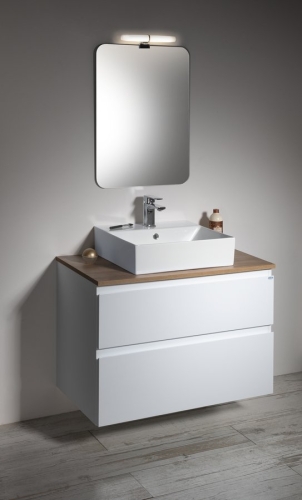 Sapho AQUALINE ALTAIR mosdótartó szekrény pulttal és mosdóval, 67,6cm, fehér/emporio tölgy AI270-01
