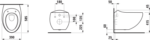 Laufen ILBAGNOALESSI ONE rimless fali wc, matt fekete H8209717160001