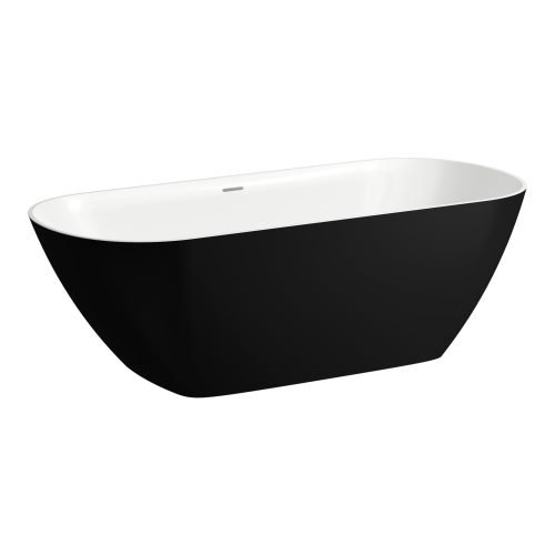 Laufen Lua 170x75 cm szabadon álló fürdőkád, Marbond kompozit anyagból matt fekete/fényes fehér H2200820680001