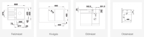 BLANCO LEXA 40 S gránit mosogató, fehér 524884