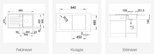 BLANCO LEXA 45 S gránit mosogató, törtfehér 527093