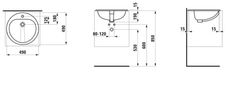 Laufen Fiora beépíthető mosdó LCC felülettel H8117724000001 (K)