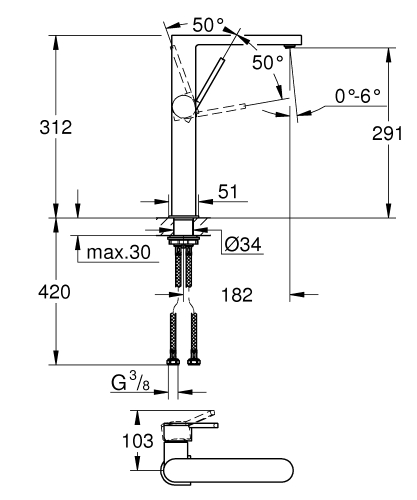 Grohe Plus egykaros magasított mosdócsaptelep XL-méret Brushed Hard Graphite 32618AL3