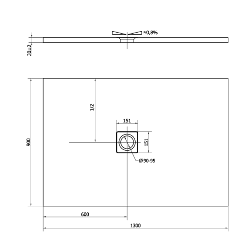 Sapho POLYSAN FLEXIA 130x90 cm öntöttmárvány zuhanytálca, matt fehér 72896MAT