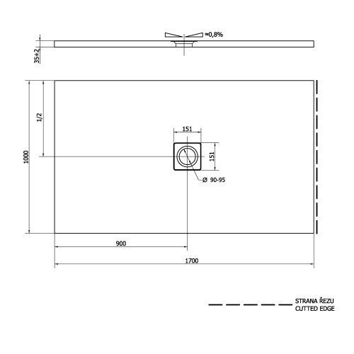 Sapho POLYSAN FLEXIA 170x100 cm öntöttmárvány zuhanytálca, fehér 72918