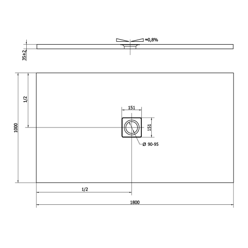 Sapho POLYSAN FLEXIA 180x100 cm öntöttmárvány zuhanytálca, fehér 72917