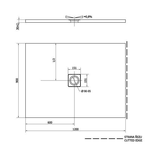 Sapho POLYSAN FLEXIA 120x90 cm öntöttmárvány zuhanytálca, fehér 72895